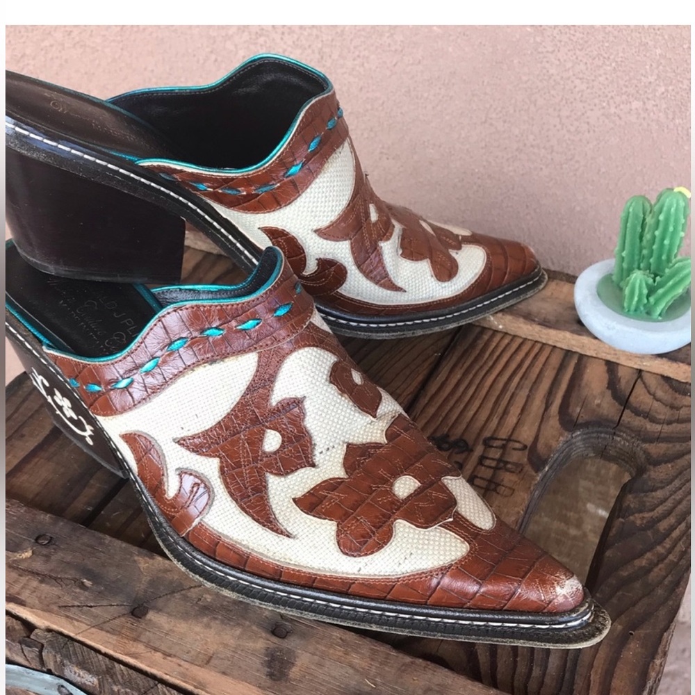Vintage Donald J Pliner mules / clogs alligator skin - Picture 2 of 5